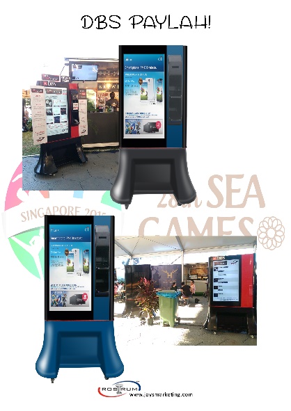 46” Screen Fibreglass and Metal Branding Kiosk deployed at Singapore Sea Games